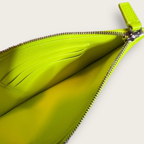 BALENCIAGA Cash Pouch with Card Holder Neon Yellow OS NEW - Picture 4 of 8